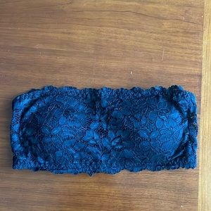 Adjustable Black Strapless Lace Bralette - Versatile Sizes, Festival-Ready